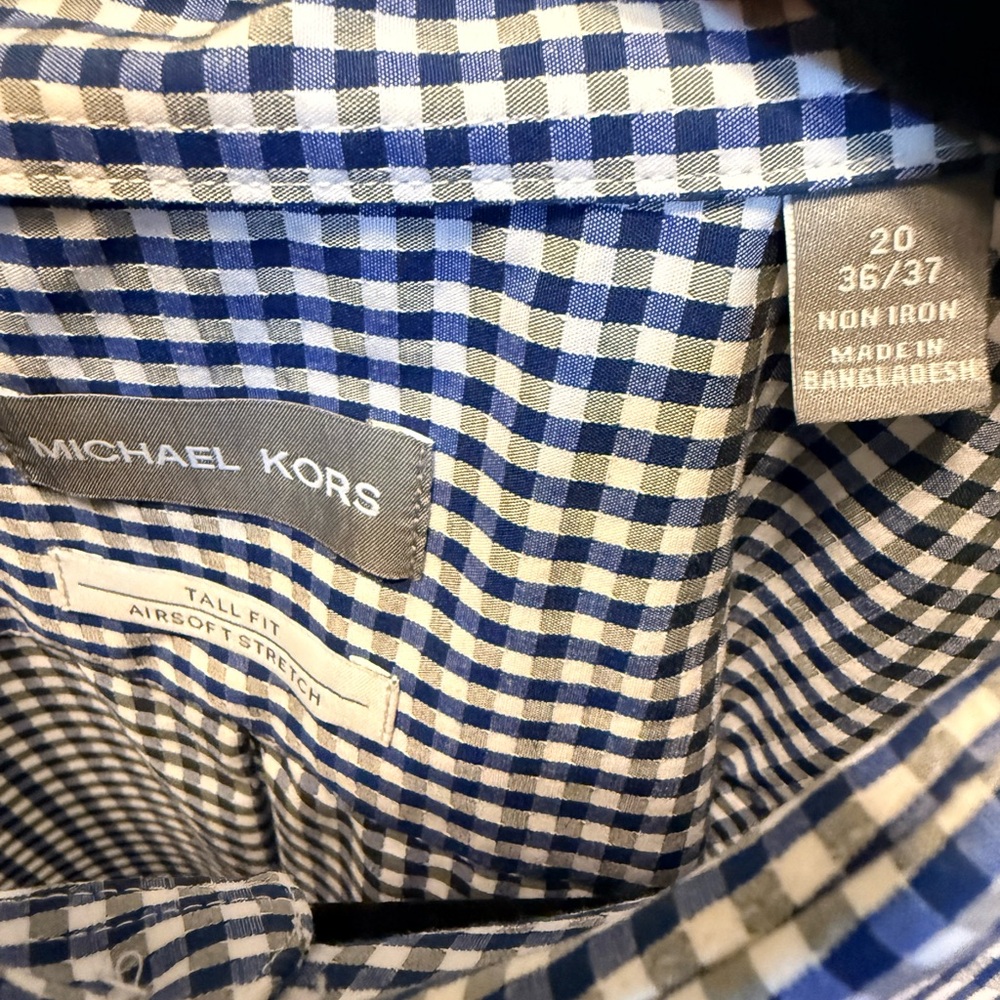 NWOT Michael Kors Blue Checkered Men's Dress Shirts// 20 neck - 36/37 sleeve